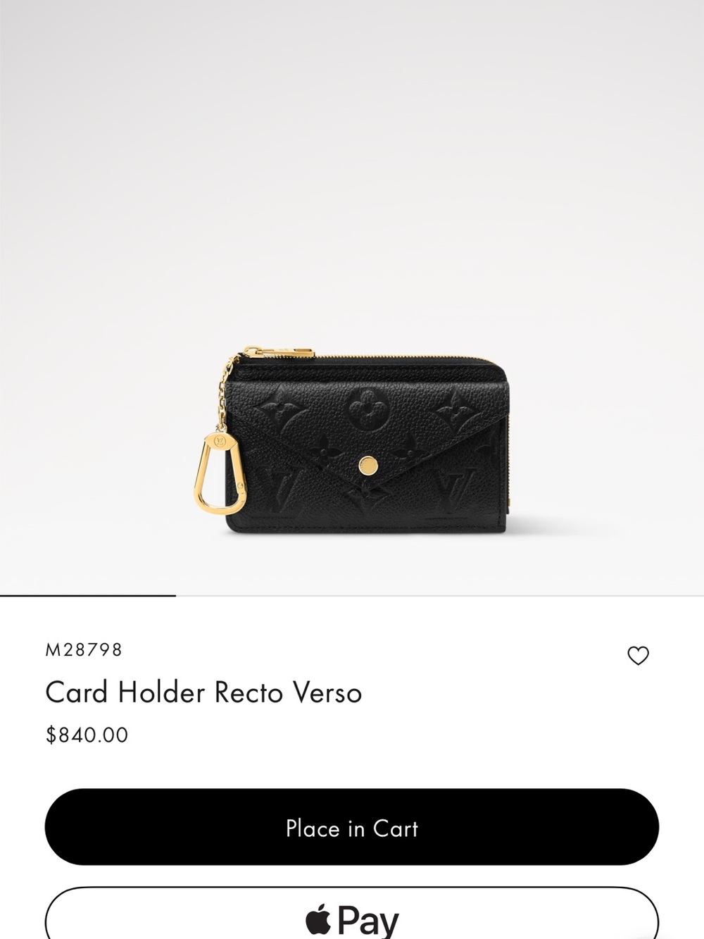 Louis Vuitton Black Monogram Card Holder with Gold Hardware